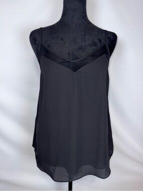 eesome Black Peekaboo Sheer Tank Top - Size Small NWT V-Neck Lined ee:some